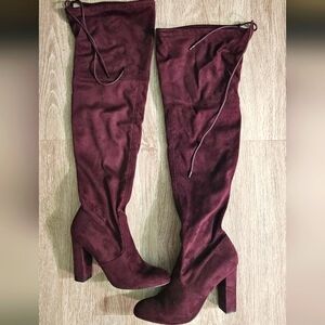 A New Day Penelope Over the Knee Boots Burgundy